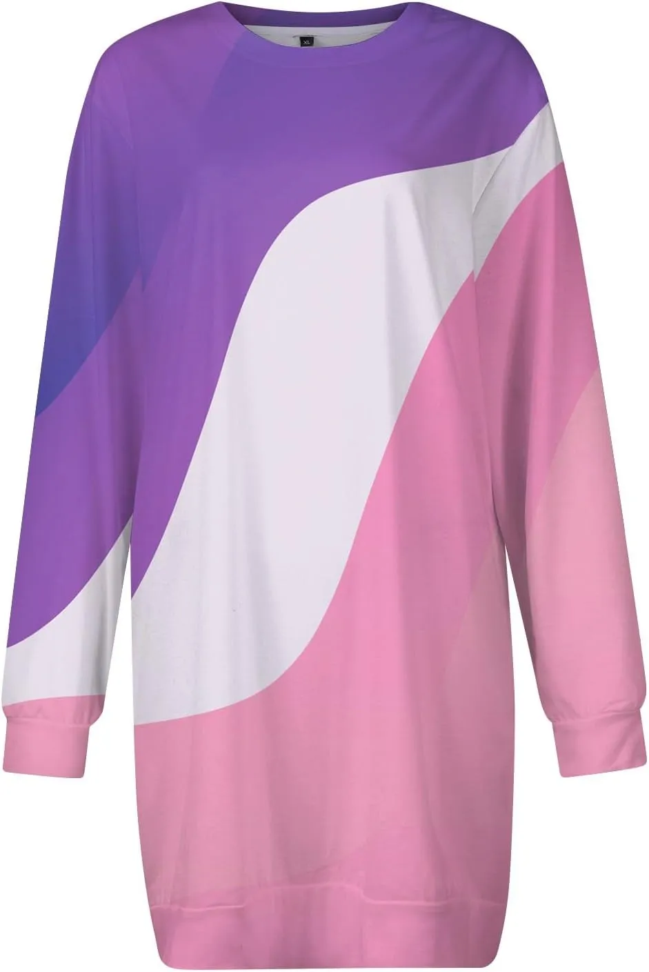 Womens Sweater Dresses 2024 Round Neck Geometric Long Sleeve Hip Wrapped Dress Sweater Dress