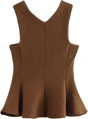 Women's Textured Skirt-Style Hem Tank Top Casual Slim Fit V-Neck Sleeveless Camisole