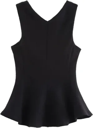 Women's Textured Skirt-Style Hem Tank Top Casual Slim Fit V-Neck Sleeveless Camisole