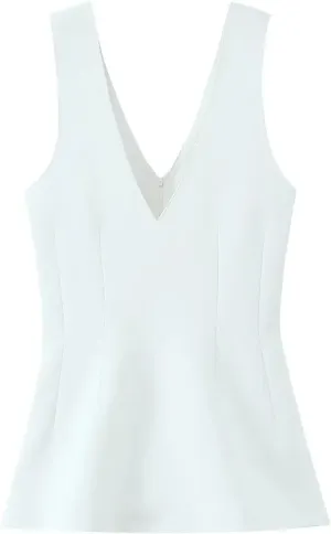 Women's V-Neck Sleeveless Dress Hem Camisole Top Casual Slim Fit Sleeveless Tank Vest