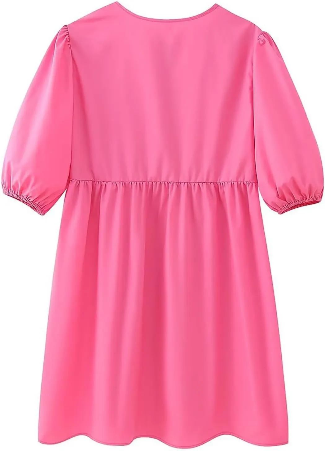 Womens Y2k Babydoll Mini Dress Short Puff Sleeve Bow Tie Front Peplum Dress Cute Loose Fit High Waist Short Dresses