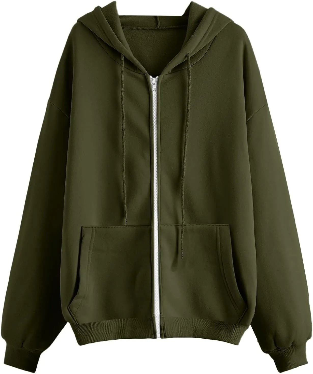 Womens Zip Up Hoodies Long Sleeve Fall Oversized Sweatshirts Fleece Y2K Jacket with Pockets 2024 Fashion Clothes