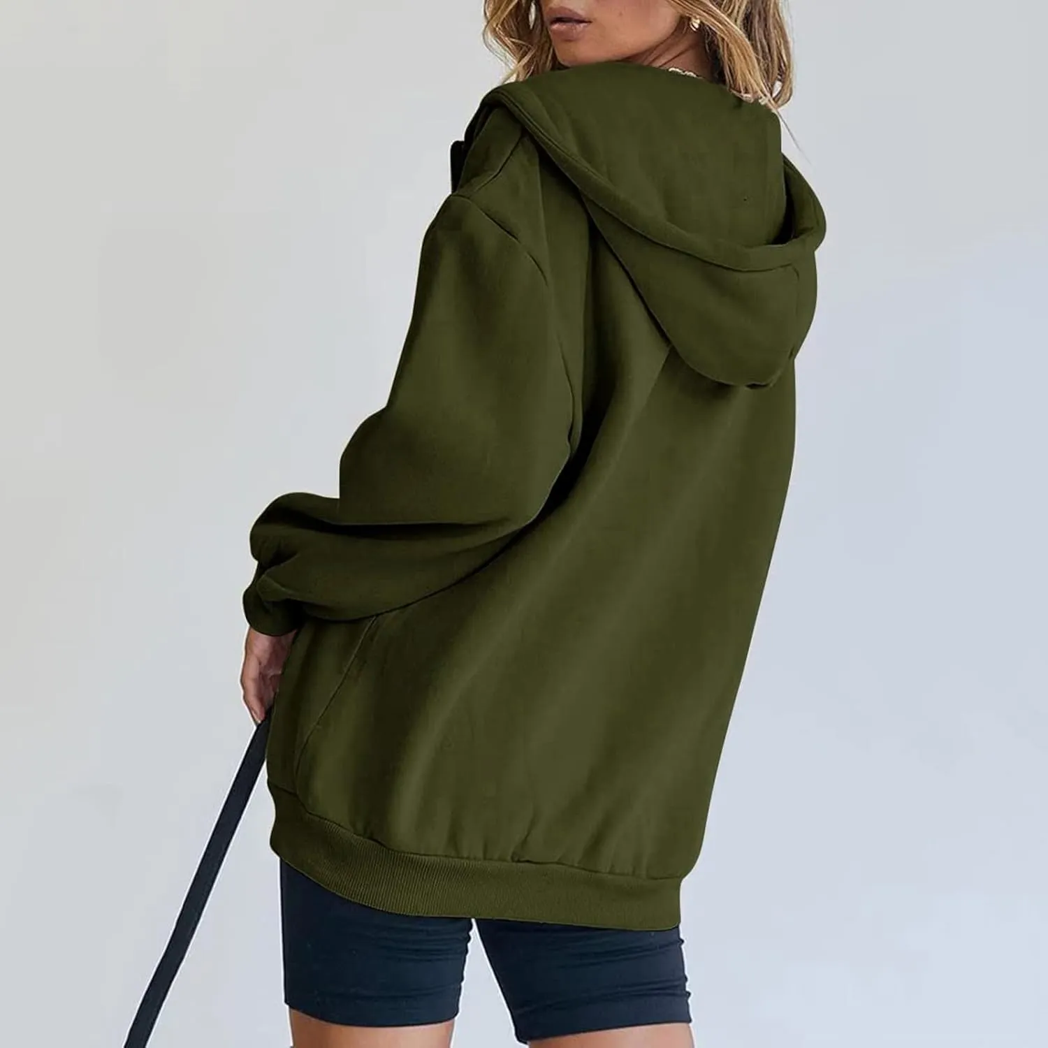 Womens Zip Up Hoodies Long Sleeve Fall Oversized Sweatshirts Fleece Y2K Jacket with Pockets 2024 Fashion Clothes